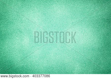 Dark Green Matte Background Of Suede Fabric With Vignette, Closeup. Velvet Texture Of Seamless Cyan 