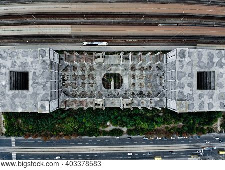 Abandoned Railway Station Viet From The Drone.