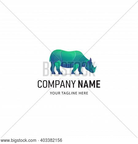 Colorful Rhino Logo Design. Gradient Style Animal Logo