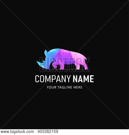 Colorful Rhino Logo Design. Gradient Style Animal Logo