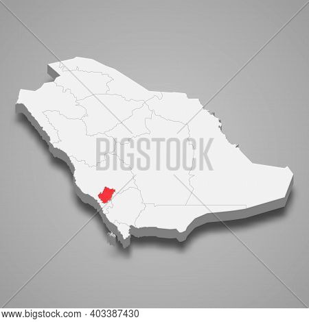 Al Bahah Region Location Within Saudi Arabia 3d Isometric Map