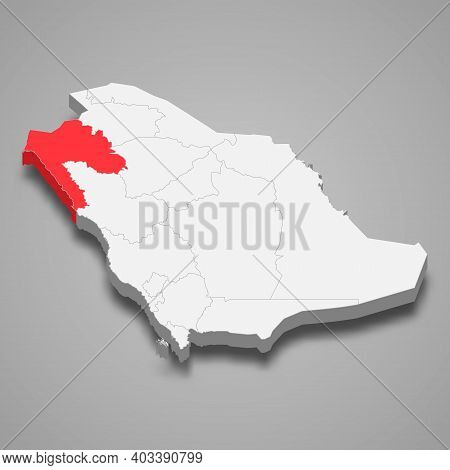 Tabuk Region Location Within Saudi Arabia 3d Isometric Map