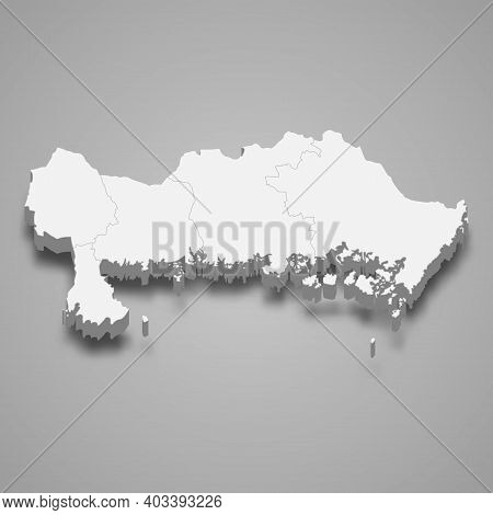 3d Isometric Map Of Blekinge Is A County Of Sweden, Vector Illustration