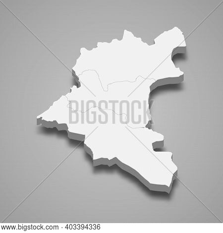 3d Isometric Map Of Daraa Is A Province Of Syria, Vector Illustration