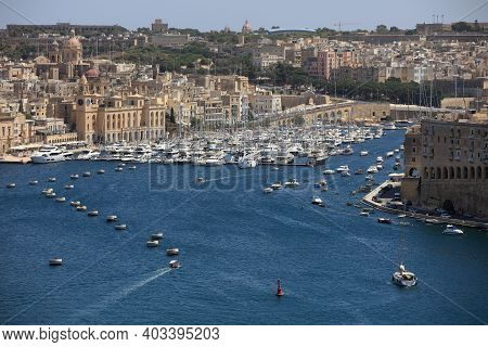 Senglea, Malta - August 14, 2019: Senglea Harbor, One Of The Three Cities. Malta