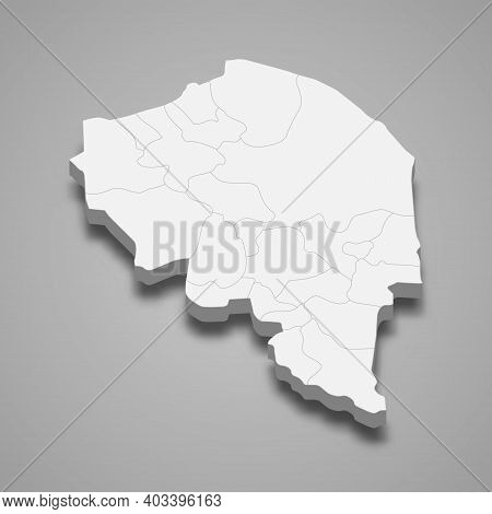 3d Isometric Map Of Kerman Is A Province Of Iran, Vector Illustration