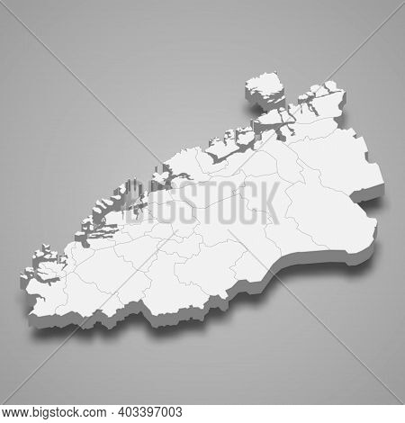 3d Isometric Map Of More Og Romsdal Is A County Of Norway, Vector Illustration