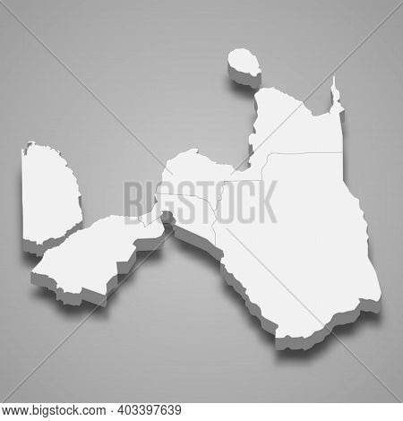 3d Isometric Map Of Northern Mindanao Is A Region Of Philippines, Vector Illustration