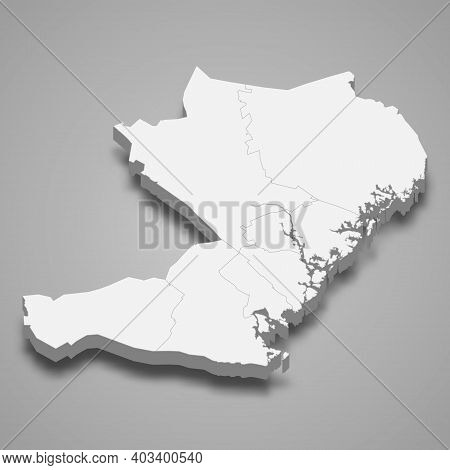 3d Isometric Map Of Vasternorrland Is A County Of Sweden, Vector Illustration
