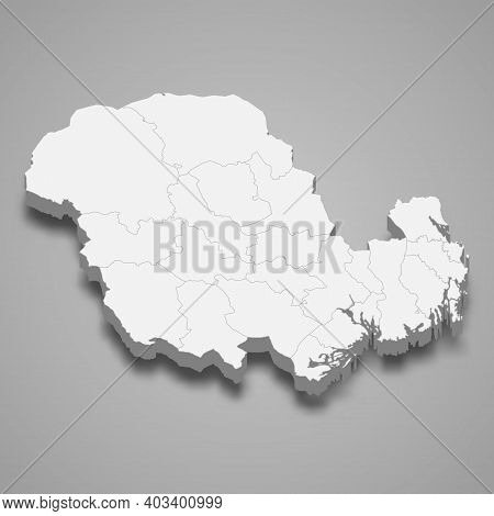 3d Isometric Map Of Vestfold Og Telemark Is A County Of Norway, Vector Illustration