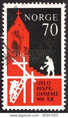 Postage stamp Norway 1971 Building of First Church
