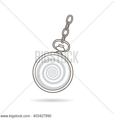 Hypnosis Watch. Stopwatch For Hypnotherapy. Pocketwatch With Chain. Sport Countdown Timer. Line Grap