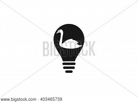 Creative Simple Swan Vector Logo Design. Swan Bulb Shape Concept Logo