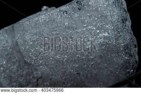 Ice Closeup In Thuringia At Winter 2021 In The Night
