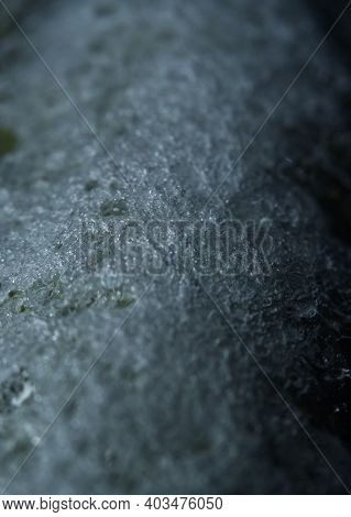 Ice Closeup In Thuringia At Winter 2021 In The Night