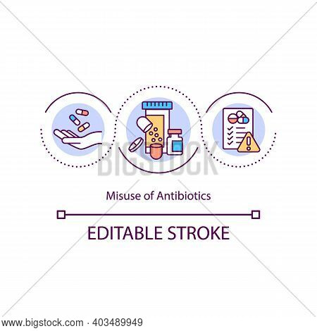 Antibiotics Misuse Concept Icon. Taking Medicine Without Prescription Idea Thin Line Illustration. P