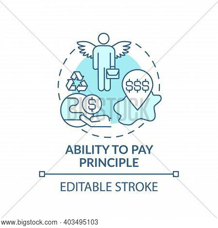 Ability To Pay Principle Concept Icon. Ecological Tax System Idea Thin Line Illustration. Global War