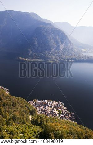 Beautiful Autumn View Of Hallstatt In Austria.