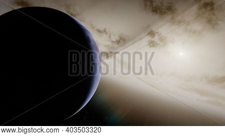 Planets And Galaxy, Science Fiction Illustration. Beauty Of Deep Space. Billions Of Galaxy In The Un