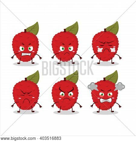 Lychee Cartoon Character With Various Angry Expressions