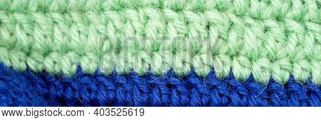 Panoramic Wool Pattern. Multi Colored Wool Thread Yarn Background Texture