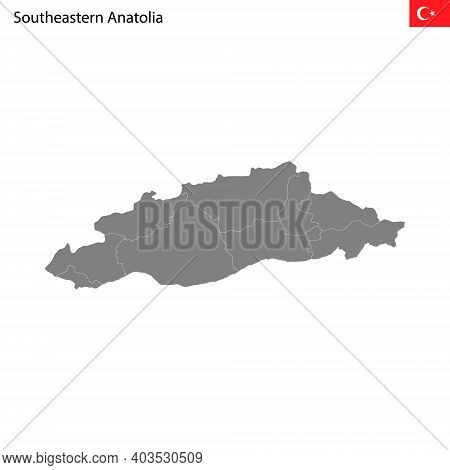 High Quality Map Region Of Turkey, With Borders Of The Provinces