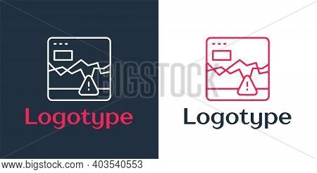 Logotype Line Website With Failure Stocks Market Icon Isolated On White Background. Monitor With Sto
