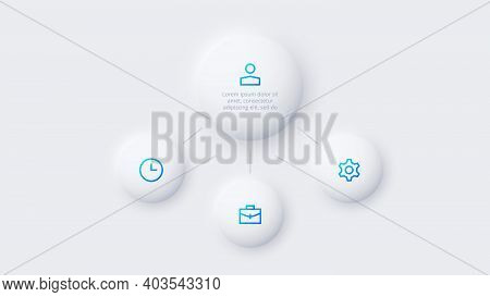 Neumorphic Circle Elements For Infographic. Template For Diagram, Graph, Presentation And Chart. Ske