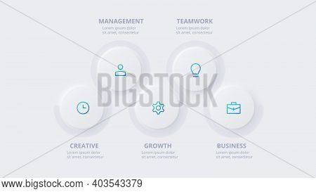 Neumorphic Circle Elements For Infographic. Template For Diagram, Graph, Presentation And Chart. Ske
