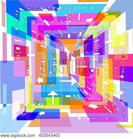 Abstract 3d  Image Of Colored  Square On A White Background