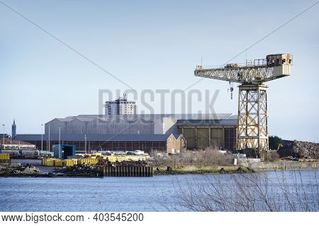 Shipbuilding Crane In Historical Govan Glasgow Scotland