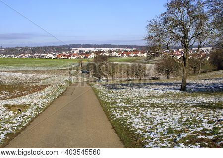 View Of The Town Of Weissach In Baden-wuerttemberg