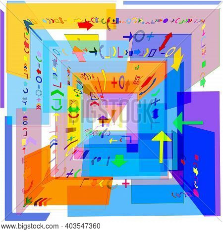 Abstract 3d  Image Of Colored  Square On A White Background
