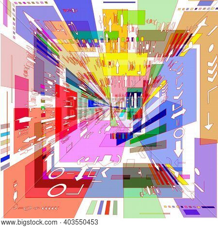 Abstract 3d  Image Of Colored  Square On A White Background