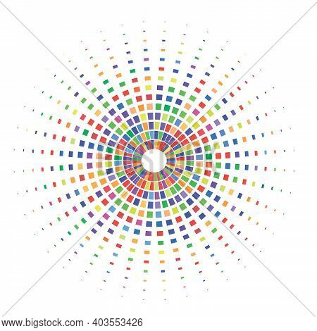 Circle Of Colorful Squares On White Background