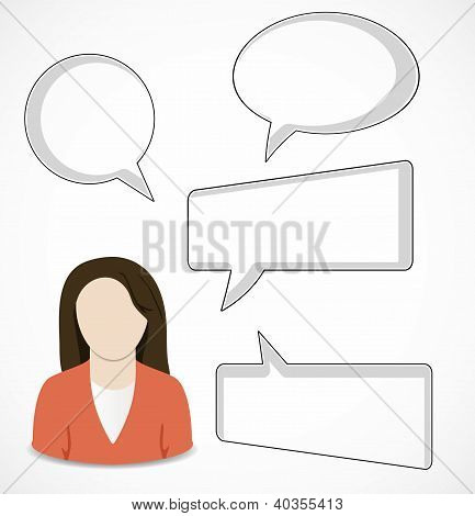 Nainen ja speech bubbles