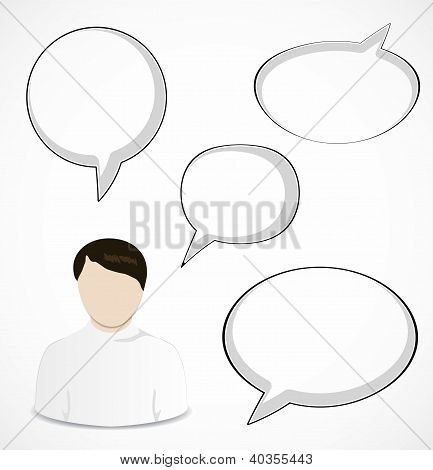Mies ja speech bubbles
