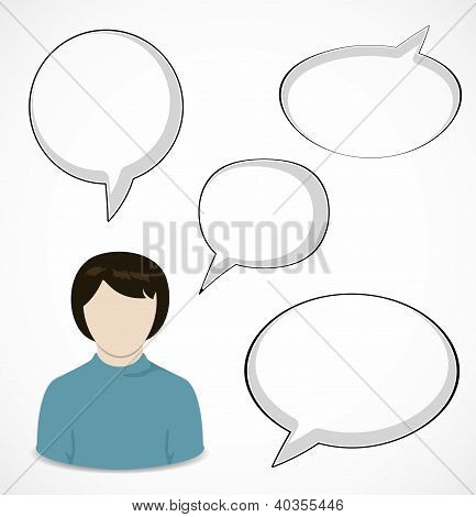 Nainen ja speech bubbles