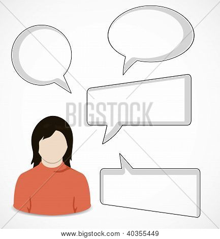 Nainen ja speech bubbles