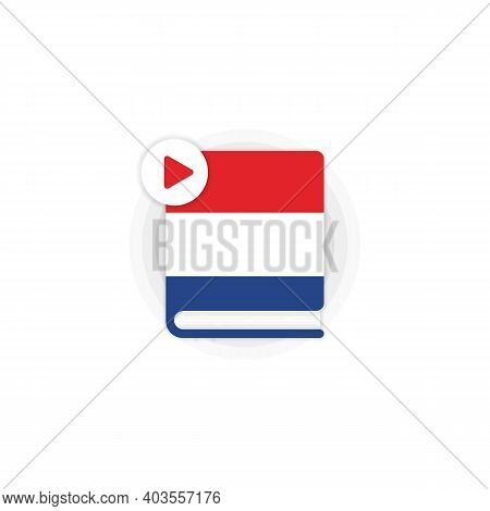 Dutch Language Course Audiobooks Icon. Dutch Dictionary. Distance Education. Online Web Seminar. Vec