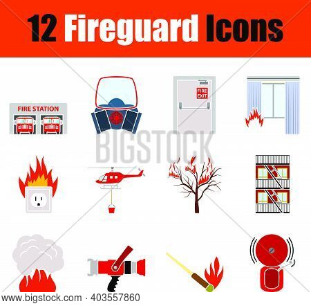 Fireguard Icon Set. Flat Design. Fully Editable Vector Illustration. Text Expanded.