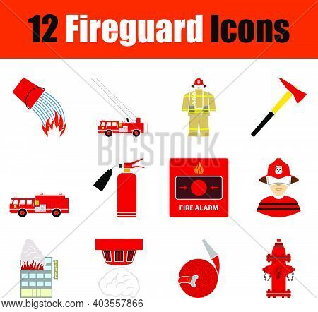 Fireguard Icon Set. Flat Design. Fully Editable Vector Illustration. Text Expanded.