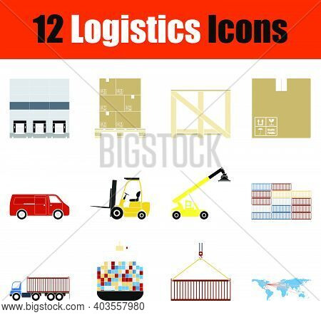Logistics Icon Set. Flat Design. Fully Editable Vector Illustration. Text Expanded.