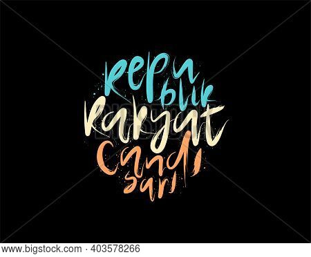 Republik Rakyat Candisari Lettering Text On Black Background In Vector Illustration