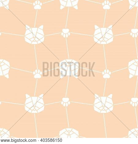 Vector Low Poly Seamless Pattern With Cat Head