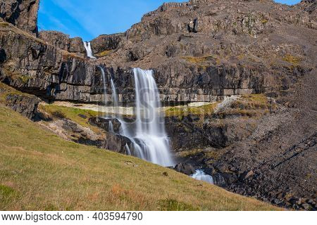 Waterfall Migandisfoss In Hornafjordur In South Iceland