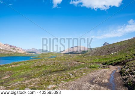 Gaesavatn Lake And The Mountains Of Borgarfjordur And Breidavik In Iceland