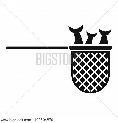 Fish In Catch Net Icon. Simple Illustration Of Fish In Catch Net Vector Icon For Web Design Isolated