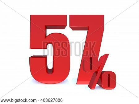 57 Percent Off 3d Sign On White Background, Special Offer 57% Discount Tag, Sale Up To 57 Percent Of