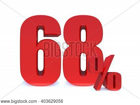 68 Percent Off 3d Sign On White Background, Special Offer 68% Discount Tag, Sale Up To 68 Percent Of